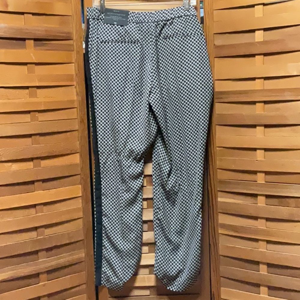 NWT Worthington Women Black White Geometric Trousers L Pants Polyester Slacks - Picture 2 of 8